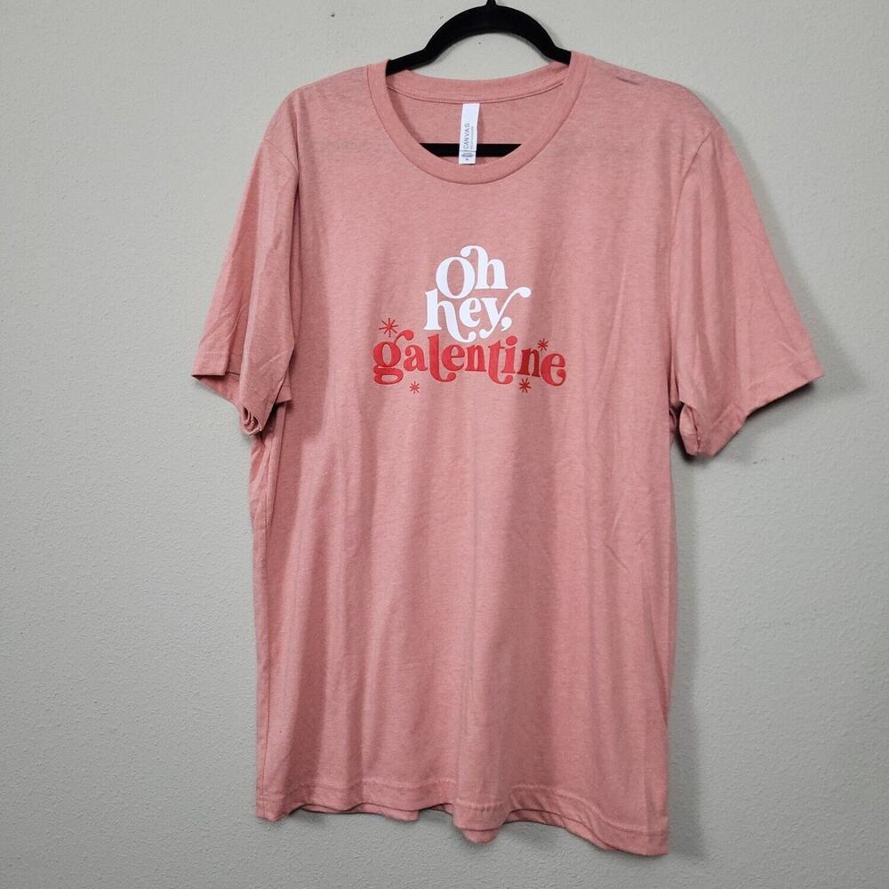 Bella Canvas Womens Pink Short Sleeve Round Neck Galentine Basic T Shirt Size XL